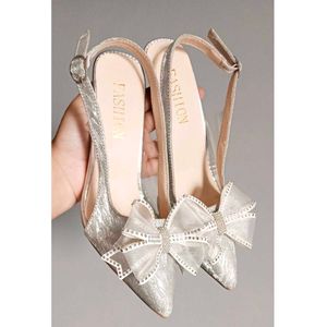 Silver Bow Heels