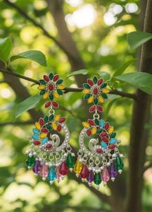 Colorful Peacock Dangle Earrings