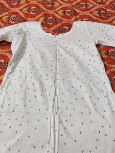 White Printed Kurt with Bow sleeves