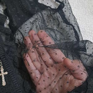Vintage Gothic Grungy Black Mesh Top