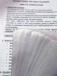 Income Under The Head Salaries Printed Notes
