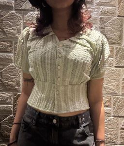 Light Sage Green Puff Sleeve Top