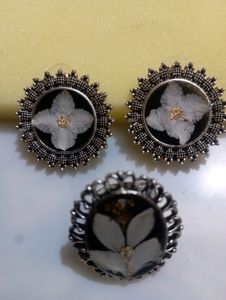 Hand Made Resin Stud With Ring