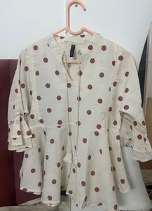 Polka Dot Peplum Top