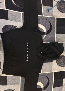 Black 'Pretty Brave' crop  Hoodie