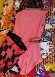 Handmade Peach &amp; Black Embroidered Kurti Set – M
