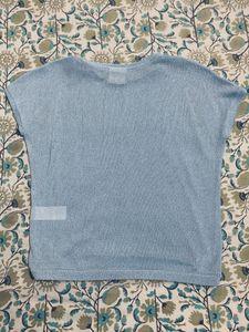 Blue Sheer/knitted Top