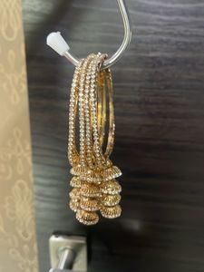 Gorgeous Gold Bangleswith Long Hangings