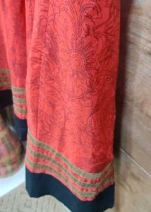 Red Anarkali Silk Kurti Upto XXL (Melange Brange )