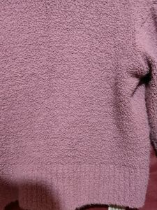 Purple Woolen hooded Crop Hoody