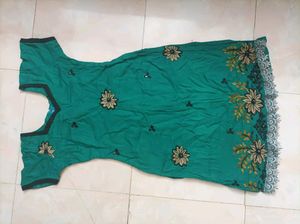 New Looking Green Top With Black Pearl Work