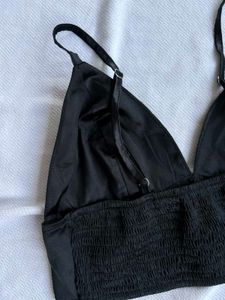Black Satin Bralette Top