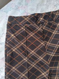 Brown Stretchable Flared pants for autumn