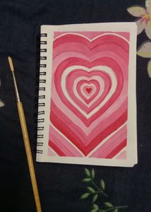 5 Small Paintings With 4 Old Vintage Papers