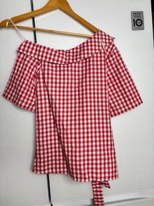 Red Gingham Tie-Front Top