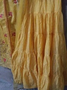 Lehenga With Slit Kurti And Dupatta