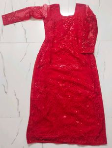 Pakistani Stitched Beautiful Red Worked Suit