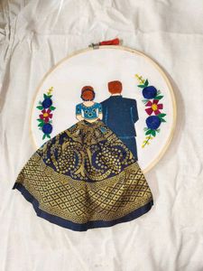 Couple Embroidery Wooden Hoop