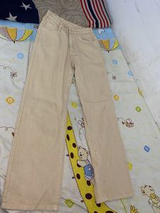 Beige Wide-Leg Jeans