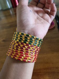 Glass Bangles Red Maroon Green