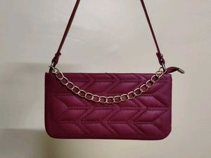 Classy Maroon Shoulder Bag With Gold Chain