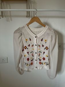 Floral Embroidered Crochet TOPS