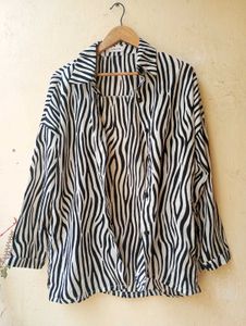 Zebra Print Korean Oversized Shirt (Women)