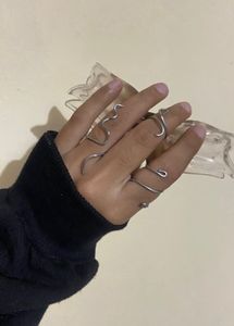 Y2k Silver Ring Set