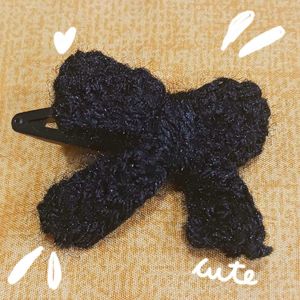 Cute Black Crochet Bow Clip