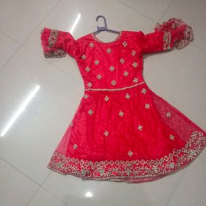 Pink Red Embroidered Anarkali Suit