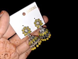 Yellow Jhumka Earrings
