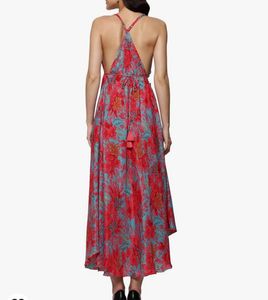KanhaE Long Bohemian Silk Dress With Open Back