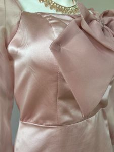 Pink Satin Midi Gown