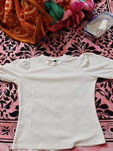 White Puff Sleeve Top