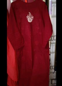 Maroon Chikankari Kurta +Freebie😍❤
