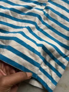 MANGO Striped 3/4 Sleeve Top