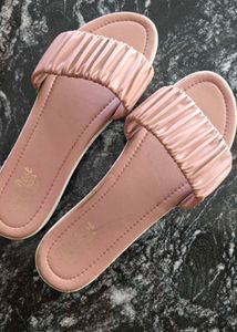 Pink Ruched Slide Sandals