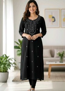 A Black Embroidery Kurta