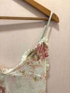 Beautiful Floral Ruffle Mesh Top