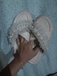 Elegant Pearl Embellished Slides