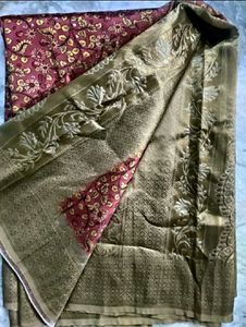 Rust Color Lichi Silk Saree