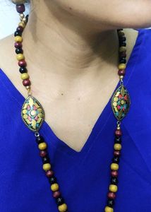 Combo Green Beaded With Brown Necklace.