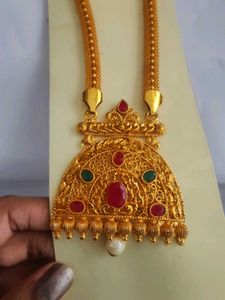 BEAUTIFUL GOLD LOOK CHOKER N LONG SET