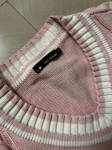 Pink V-Neck japanese Knit Sweater