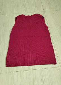 Ribbed Sleeveless Top - Burgundy