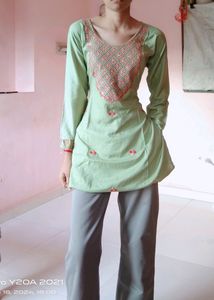 Light Embroidery Work Pista Kurti