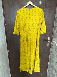 Yellow Printed Kurta