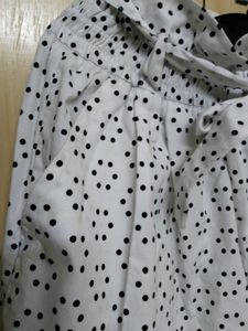 Polka dots white paper bag trousers