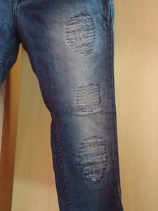Dark Blue ,Mid Rise Skinning Jeans With Patch Work