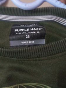 PURPLE HAZE Green Hoodie For Casual Wear